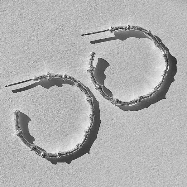 Desert Twig Hoops Silver