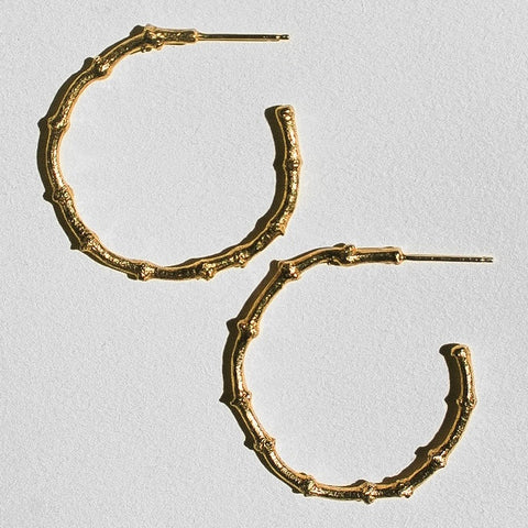 Desert Twig Hoops Gold Vermeil